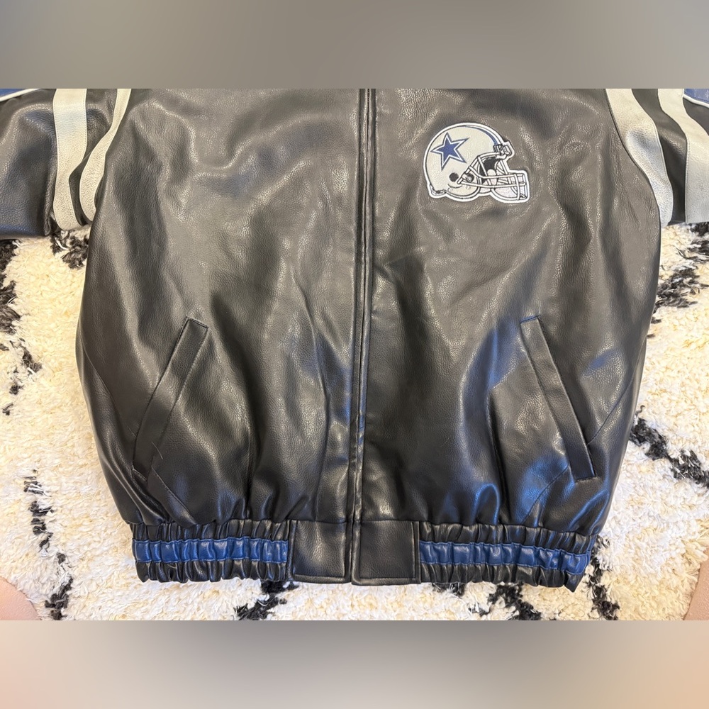 Vintage Dallas Cowboys Jacket Men’s NFL Football Varsity Blue Black-Large - Picture 7 of 16